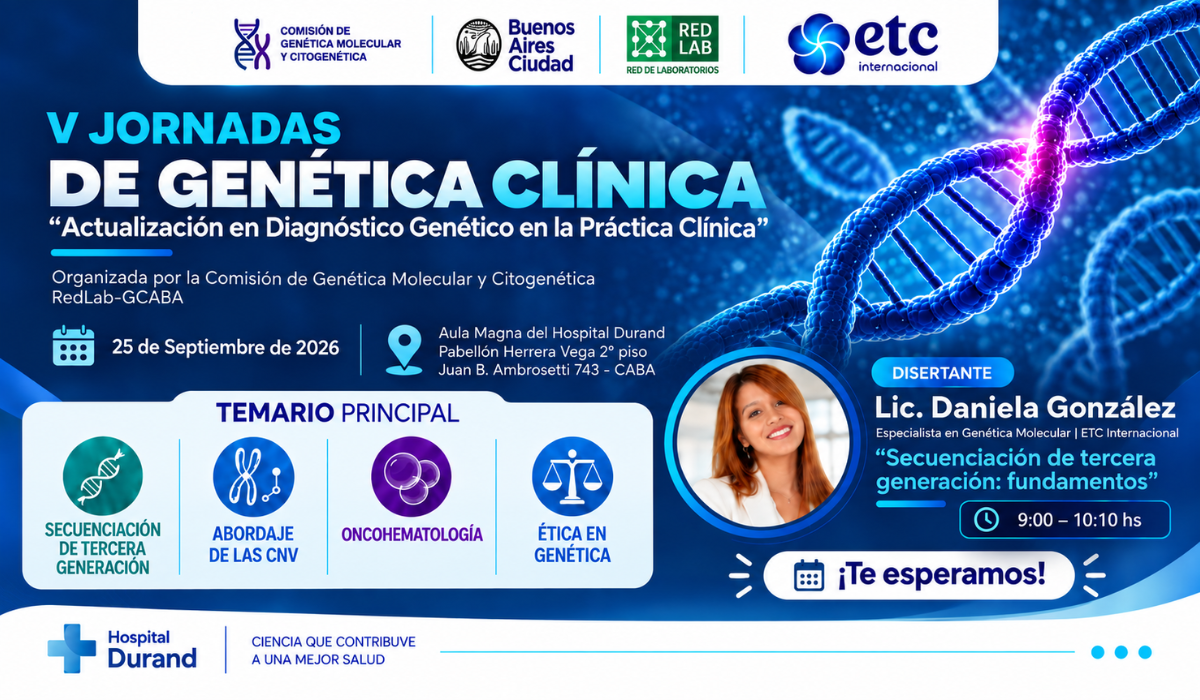 ETC Internacional participará de las V Jornadas de Genética Clínica en el Hospital Durand